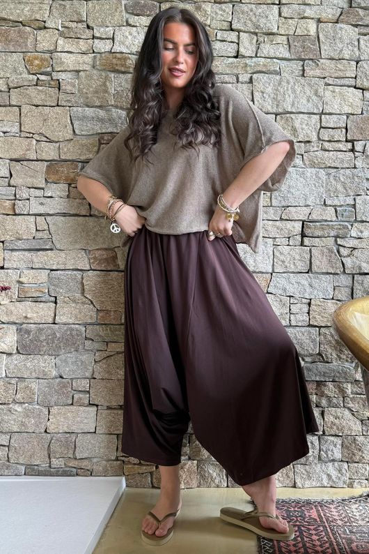 Oscar Asymmetric Hareem Skirt Pant Chocolate